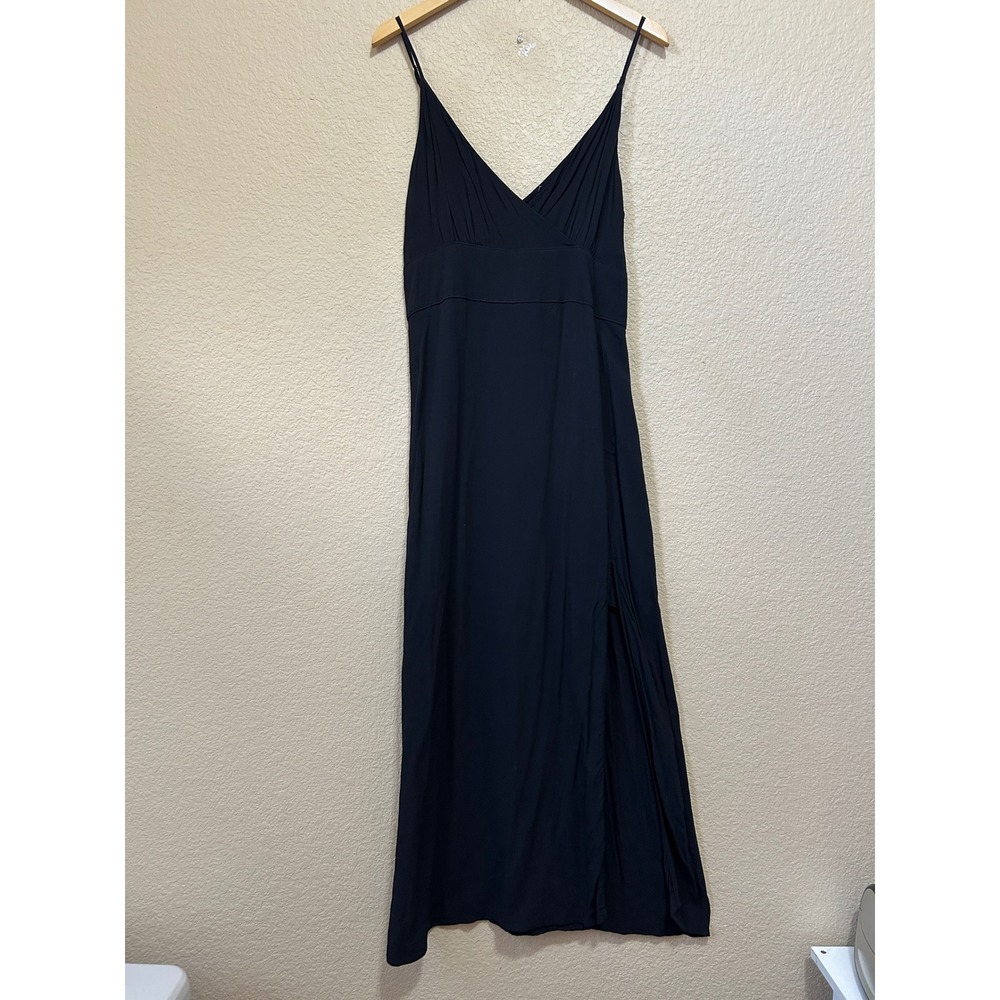 Abercrombie & Fitch Large Maxi Dress Black Babydoll Y2K Side Slit Whimsigoth
